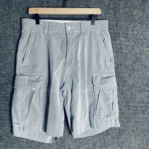 Polo Ralph Lauren Men Size 33 Cargo Seersucker Blue White Striped Pockets Cotton